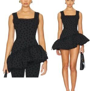 NWOT FOR LOVE AND LEMONS CLAIRA ASYMMETRICAL MIDNIGHT BLK TOP WITH BUBBLE HEM S